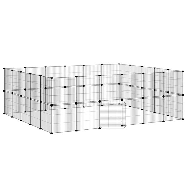 vidaXL Cage animaux de compagnie &agrave; 44 panneaux et porte Noir 35x35 cm