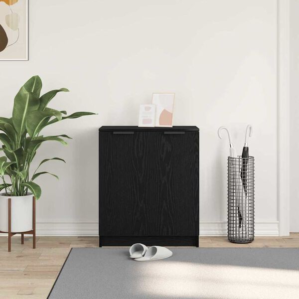 vidaXL Cabinet &agrave; chaussures avec &eacute;tag&egrave;re Ch&ecirc;ne noir 59 x 35 x 70 cm