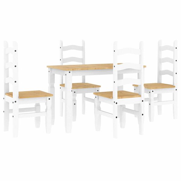 vidaXL Ensemble &agrave; manger Panama 5 pcs blanc bois de pin massif