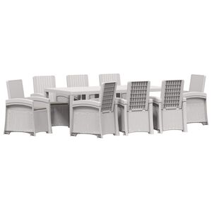 vidaXL Ensemble de salle &agrave; manger pour jardin 9 pc Blanc et gris clair