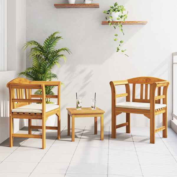 vidaXL Ensemble de salon Rose de jardin 3 pcs Bois d'Acacia Massif