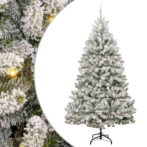 vidaXL Sapin de No&euml;l artificiel Vert et blanc 270 cm PVC et m&eacute;tal
