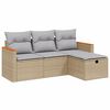 vidaXL Salon de jardin avec coussins 4pcs m&eacute;lange beige r&eacute;sine tress&eacute;e