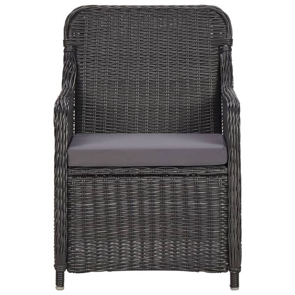 vidaXL Mobilier de bistro 3 pcs avec coussins R&eacute;sine tress&eacute;e Noir