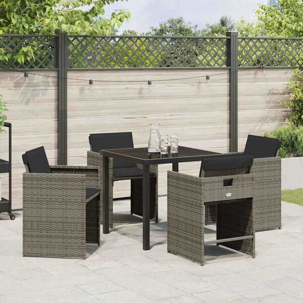vidaXL Ensemble de salle &agrave; manger pour jardin 5 pcs Gris polyrotin