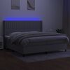 vidaXL Sommier &agrave; lattes de lit matelas LED Gris clair 200x200 cm Tissu