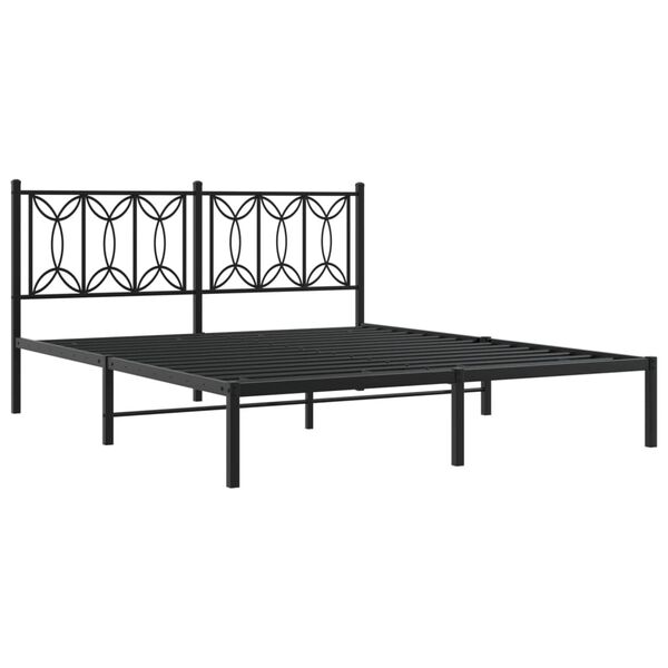 vidaXL Cadre de lit métal sans matelas et tête de lit noir 160x200 cm