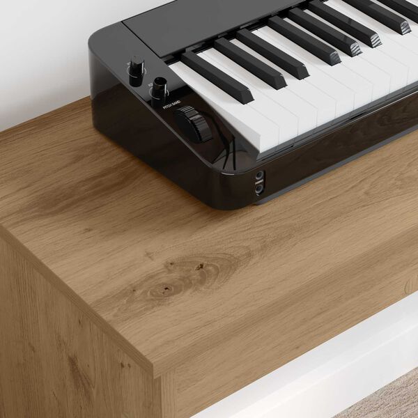 vidaXL Stand de clavier Ch&ecirc;ne artisanal 120 x 32 x 64 cm