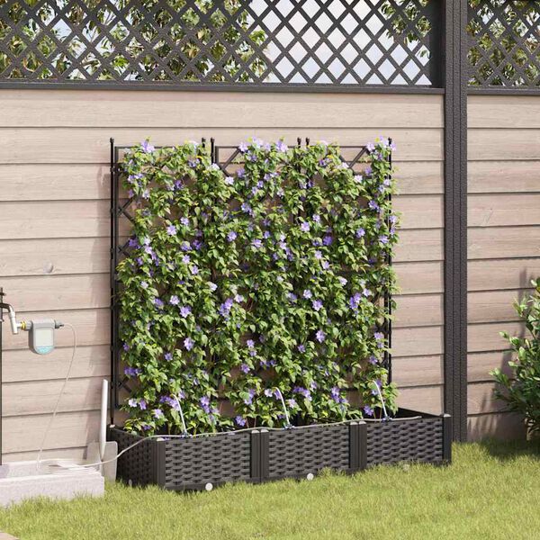vidaXL Cache-pot de jardin 3 pcs Noir Acier