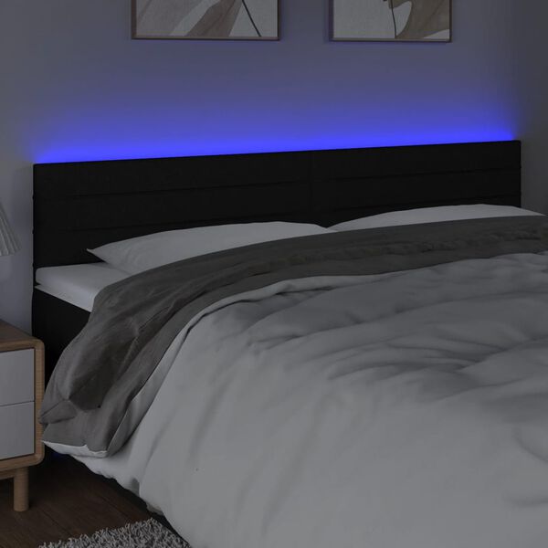 vidaXL T&ecirc;te de lit &agrave; LED Noir 180x5x78/88 cm Tissu