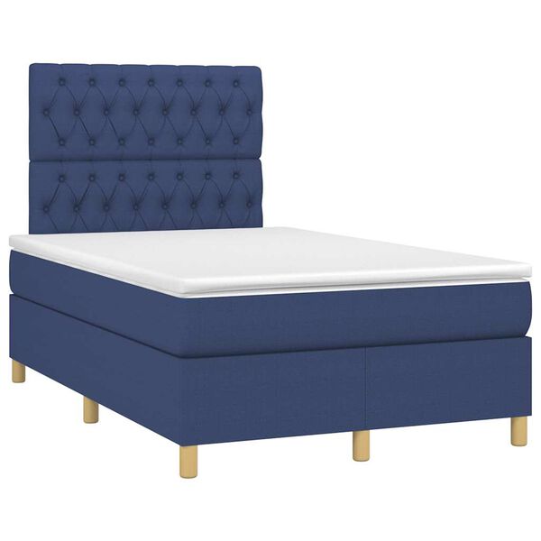 vidaXL Sommier &agrave; lattes de lit avec matelas bleu 120x190 cm tissu