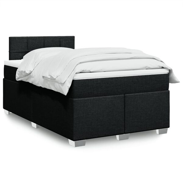 vidaXL Sommier à lattes de lit avec matelas noir 120x190 cm tissu