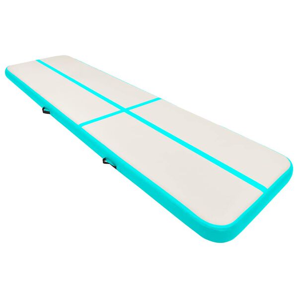 vidaXL Tapis gonflable de gymnastique avec pompe 800x100x15cm PVC Vert
