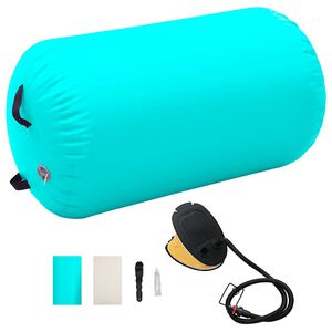vidaXL Rouleau gonflable de gymnastique avec pompe 100x60 cm PVC Vert