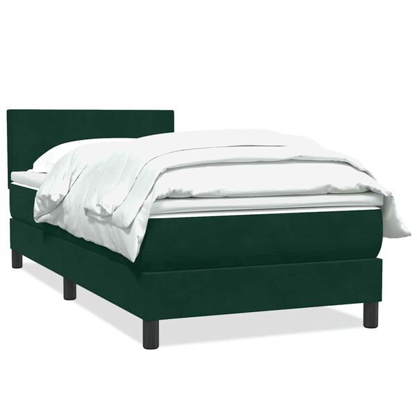 vidaXL Sommier &agrave; lattes de lit et matelas vert fonc&eacute; 80x210 cm velours