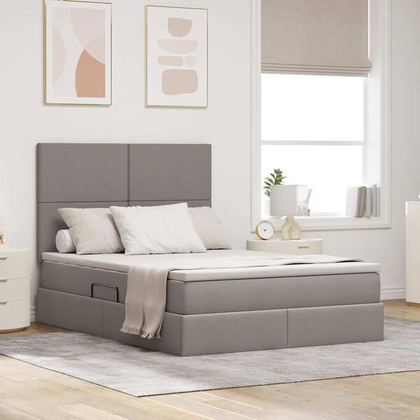 vidaXL Lit de Rangement Taupe 140 x 200 cm Cuir synth&eacute;tique