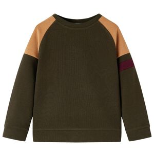 Sweatshirt pour enfants kaki fonc&eacute; et camel 140