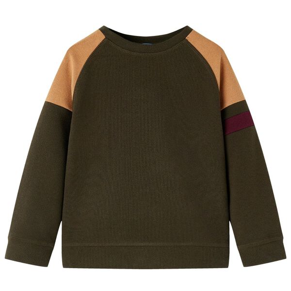 Sweatshirt pour enfants kaki fonc&eacute; et camel 140