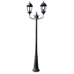 vidaXL Lampadaire de jardin 2 bras 230 cm Vert fonc&eacute;/Noir Aluminium