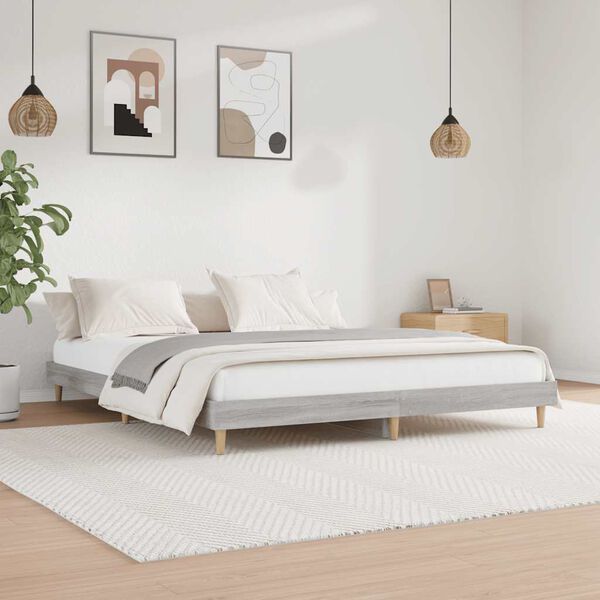 vidaXL Cadre de lit sans matelas sonoma gris 120x200cm bois ing&eacute;nierie