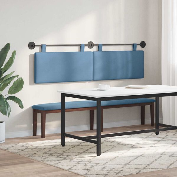 vidaXL T&ecirc;te de lit suspendue Montage mural Uni Bleu 170 x 55 x 5 cm