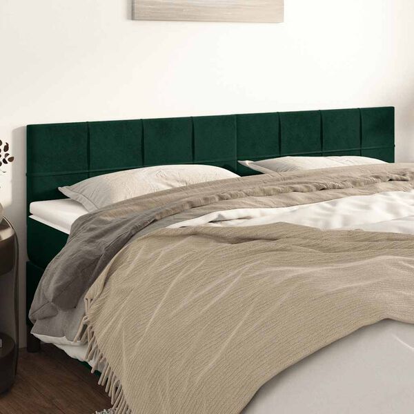 vidaXL T&ecirc;tes de lit Vert fonc&eacute; 180x5x78/88 cm Velours