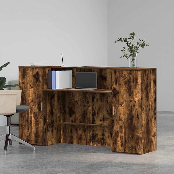 vidaXL Bureau de r&eacute;ception ch&ecirc;ne fum&eacute; 180x50x103,5cm bois d'ing&eacute;nierie