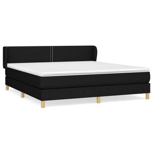 vidaXL Sommier &agrave; lattes de lit avec matelas Noir 180x200 cm Tissu