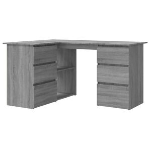 vidaXL Bureau d'angle Sonoma gris 145x100x76 cm Bois d'ing&eacute;nierie
