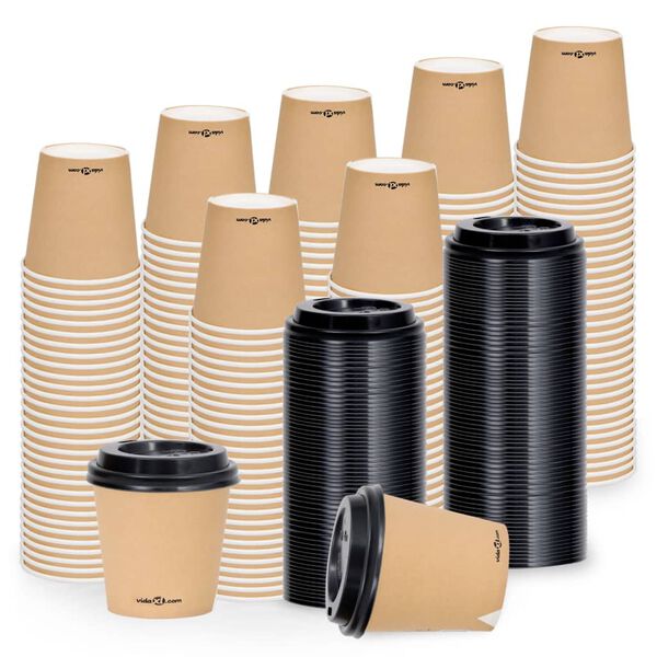 vidaXL Tasses &agrave; caf&eacute; en papier avec couvercles 120 ml 500 pcs Marron