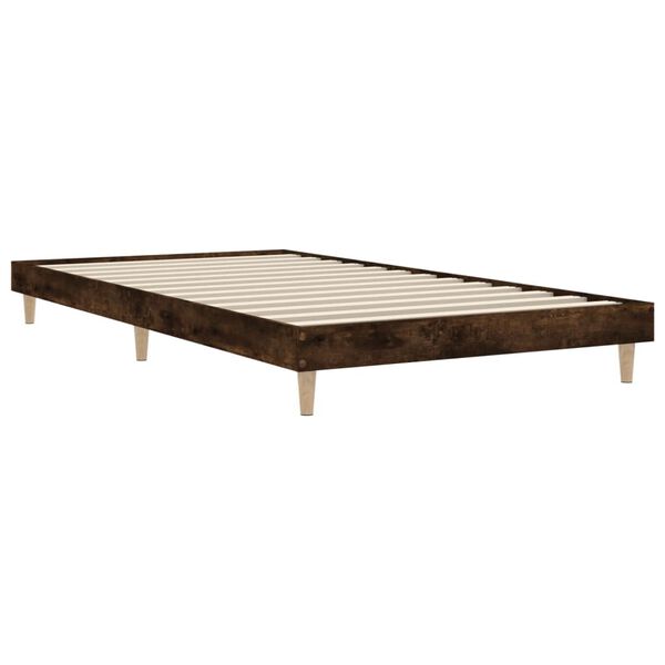 vidaXL Cadre de lit sans matelas ch&ecirc;ne fum&eacute; 90x200cm bois d'ing&eacute;nierie