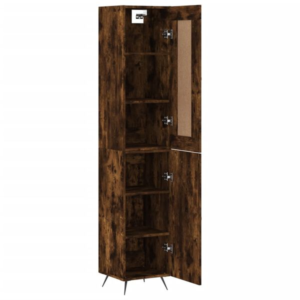 vidaXL Buffet haut Ch&ecirc;ne fum&eacute; 34,5x34x180 cm Bois d'ing&eacute;nierie