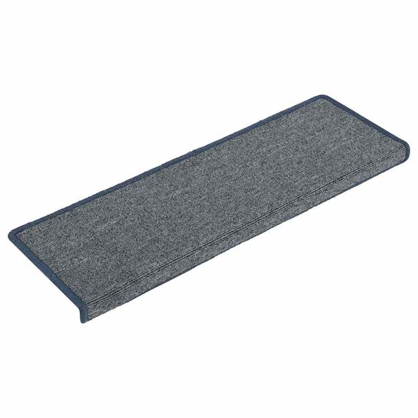 vidaXL Tapis d'escalier 30 pièces 65 x 21 x 4 cm Gris clair et bleu Bord rectangulaire
