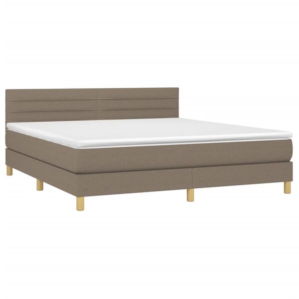 vidaXL Sommier &agrave; lattes de lit avec matelas LED Taupe 160x200 cm Tissu