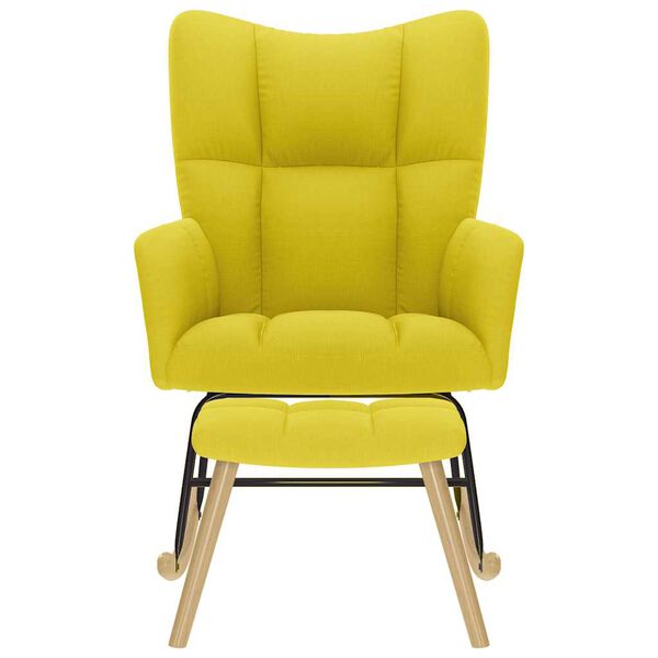 vidaXL Chaise &agrave; bascule avec repose-pied jaune clair tissu