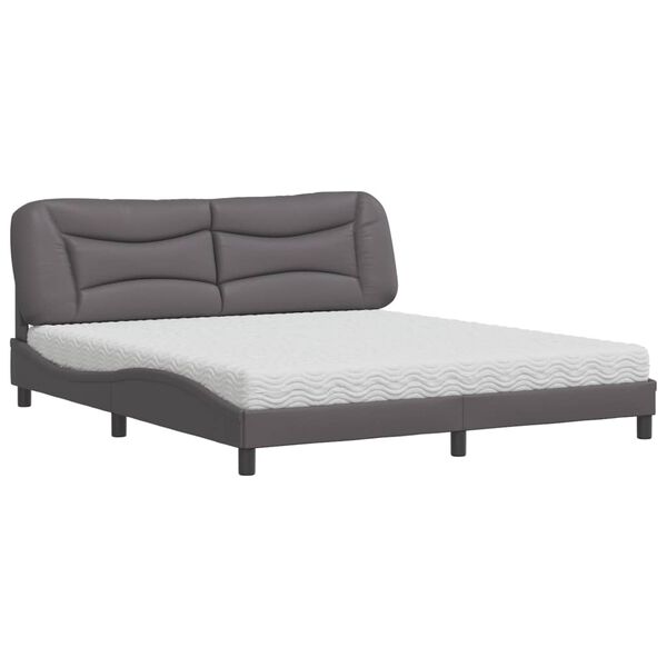 vidaXL Lit avec matelas Hvar gris 180x200 cm similicuir