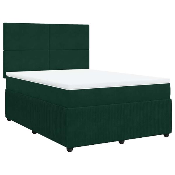 vidaXL Sommier &agrave; lattes de lit et matelas Vert fonc&eacute; 140x190cm Velours
