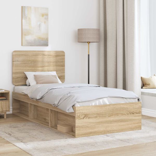 vidaXL Cadre de lit Ch&ecirc;ne Sonoma 75 x 190 cm Bois de pin massif