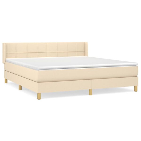 vidaXL Sommier &agrave; lattes de lit avec matelas Cr&egrave;me 180x200 cm Tissu