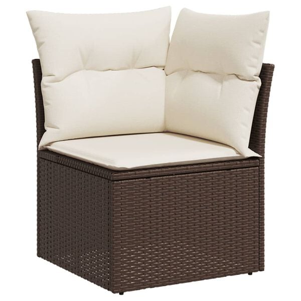 vidaXL Salon de jardin et coussins 11 pcs marron r&eacute;sine tress&eacute;e
