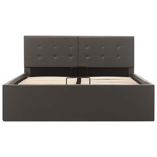 vidaXL Cadre de lit &agrave; rangement hydraulique Gris Similicuir 120x200 cm