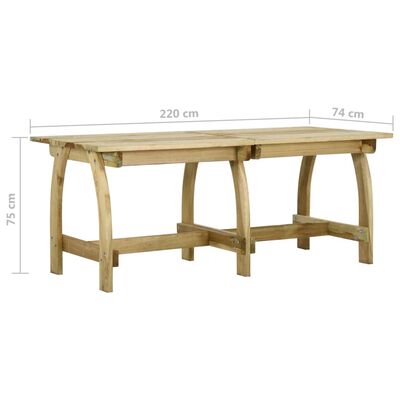 vidaXL Table de jardin 220x74x75 cm Bois de pin imprégné