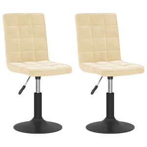 vidaXL Chaises pivotantes &agrave; manger lot de 2 cr&egrave;me velours