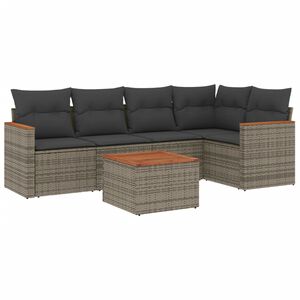 vidaXL Salon de jardin 6 pcs avec coussins gris r&eacute;sine tress&eacute;e