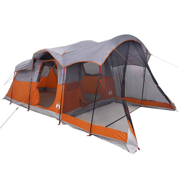 vidaXL Tente familiale tunnel 8 personnes gris et orange imperméable