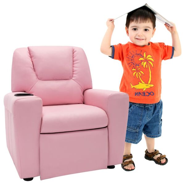 vidaXL Fauteuil inclinable enfants Similicuir Rose