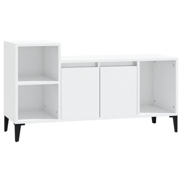 vidaXL Meuble TV Blanc brillant 100x35x55 cm Bois d'ingénierie