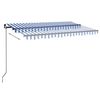 vidaXL Auvent automatique capteur de vent/LED 400x300 cm Bleu et blanc