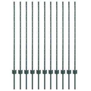 vidaXL Poteau de cl&ocirc;ture. 11 pcs Vert 120 cm Acier