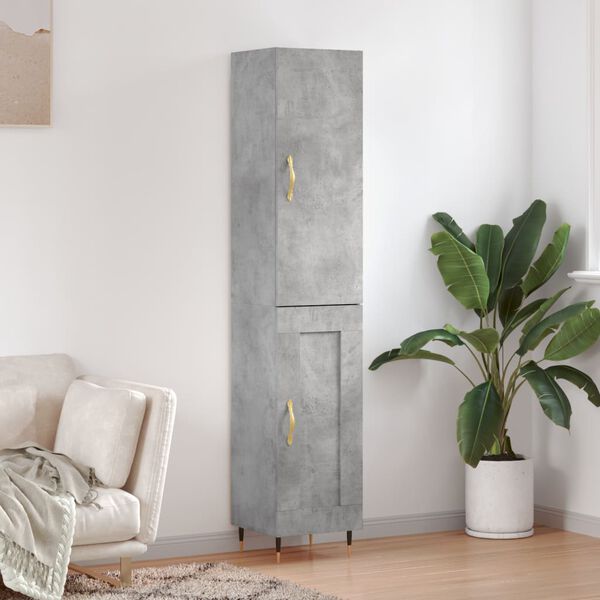 vidaXL Buffet haut Gris b&eacute;ton 34,5x34x180 cm Bois d'ing&eacute;nierie